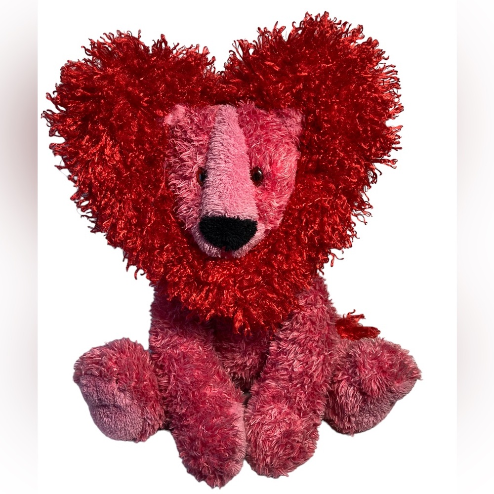 Hallmark Valentino Pink Red Heart Mane Lion Plush 12" Purrs Vibrates Works